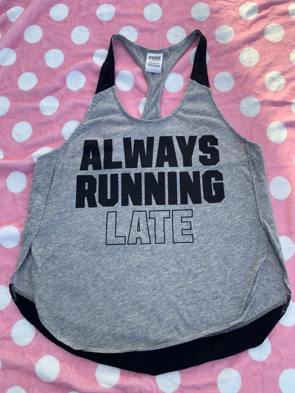 PINK Victoria's Secret Always Running Late racer back tank